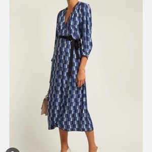 Cefinn blue geometric wrap dress US4